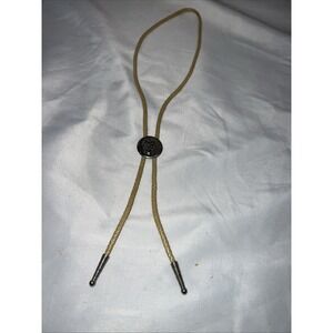 Vintage Hickok USA Western Bolo Tie with Metal Saddle Buckle and Cotton Cords